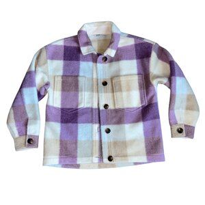 DSG Youth Plaid Shacket - Size Small | Purple-Cream-Beige Fleece | Youth Jacket